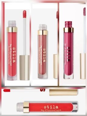 4 Stila Stay All Day Sheer Liquid Lipsticks Capri, Rosabella, Valentina, Sorriso